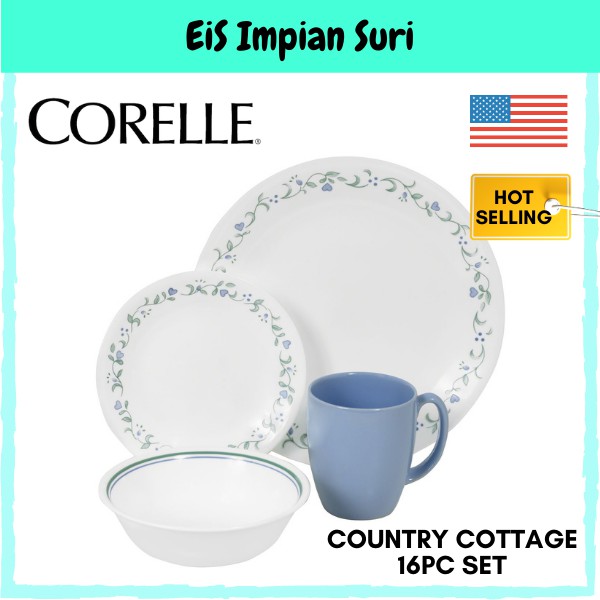 (Ready Stock!!) Corelle Livingware Country Cottage 16pcs Dinnerware Set Tableware Pinggan