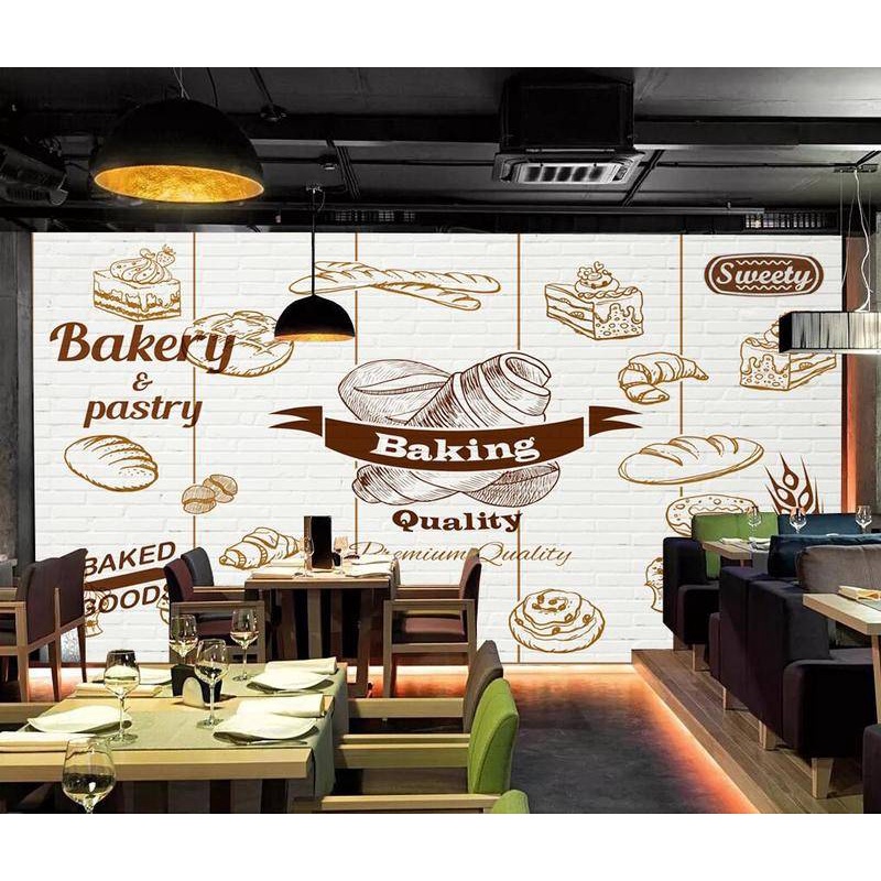 Custom size mural wallpaper bakery cake shop background wall tooling mural  dining background wall 3d wallpaper | Shopee Malaysia