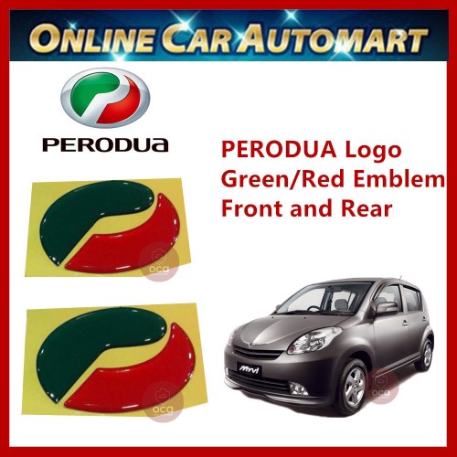 Perodua Myvi 06-08-Perodua Emblem Logo Red/Green 2PCS (Front and Rear ...