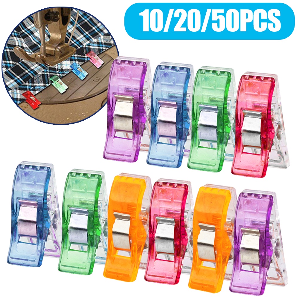 50Pcs Sewing Clips Binding Clips Multicolor Quilting Clips Plastic Wonder Clips Mini Clips Clamps Multipurpose Fabric Clip Holder with Storage Box for Patchwork Sewing Crafting 