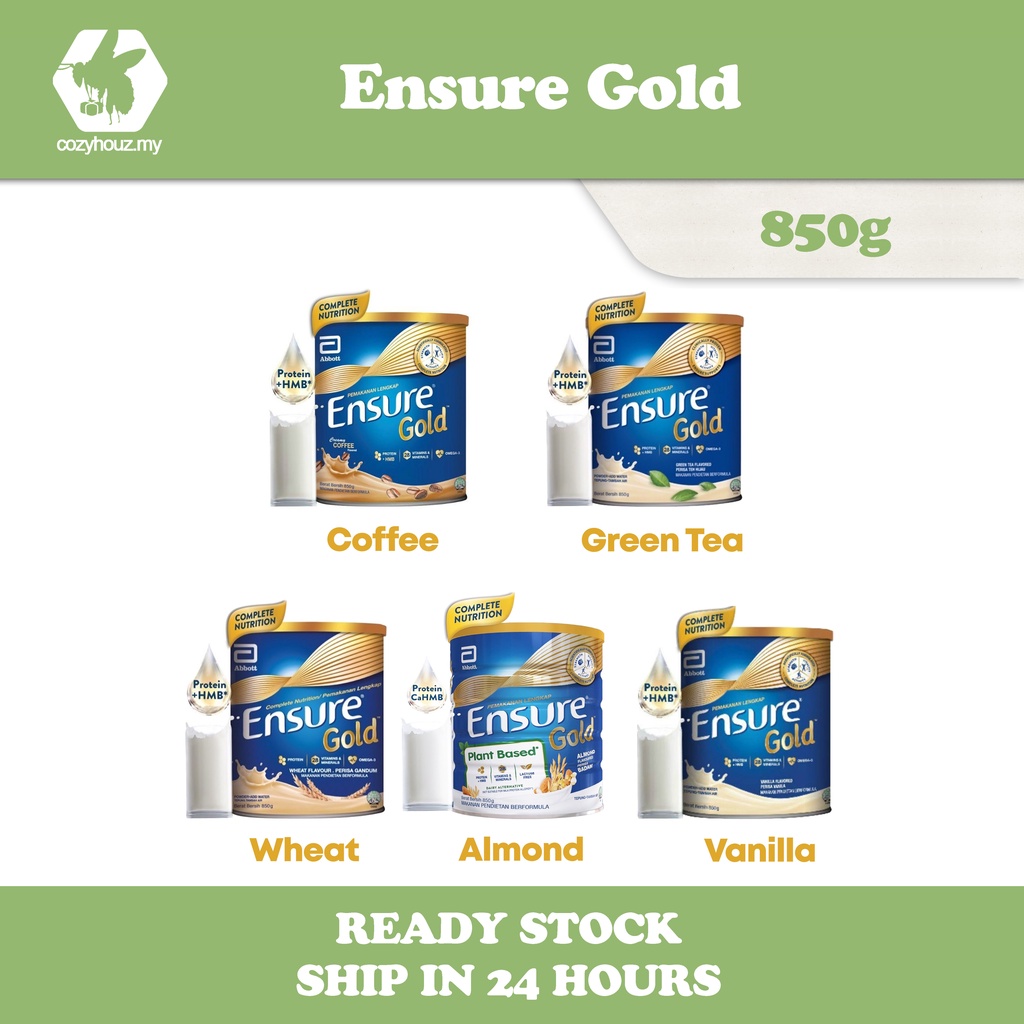 ENSURE GOLD 850G VANILLA / WHEAT / GREEN TEA / COFFEE / ALMOND | Shopee ...