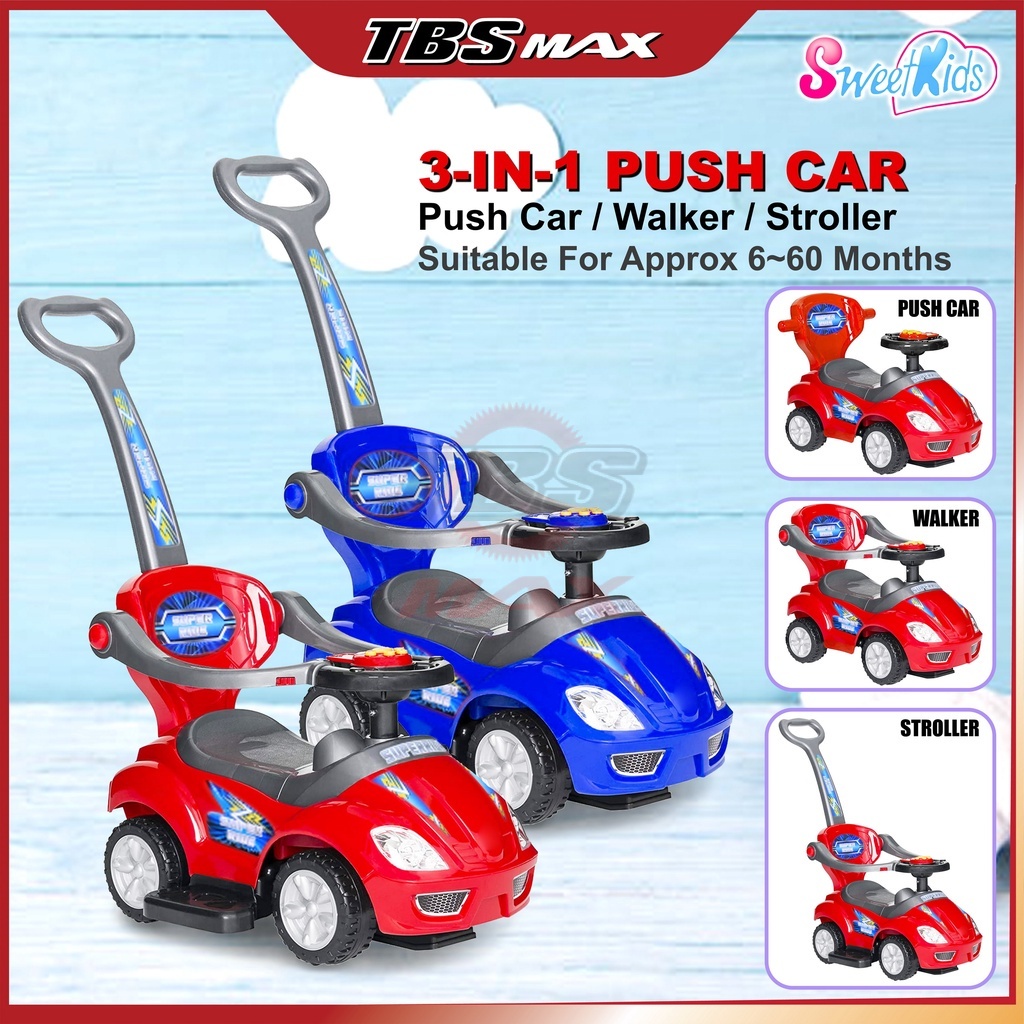 3-In-1 Push Car / Walker / Stroller / Kereta Budak Ride On Car / Kereta Mainan Budak /Kereta Tolak Untuk Umur 6~60 Bulan