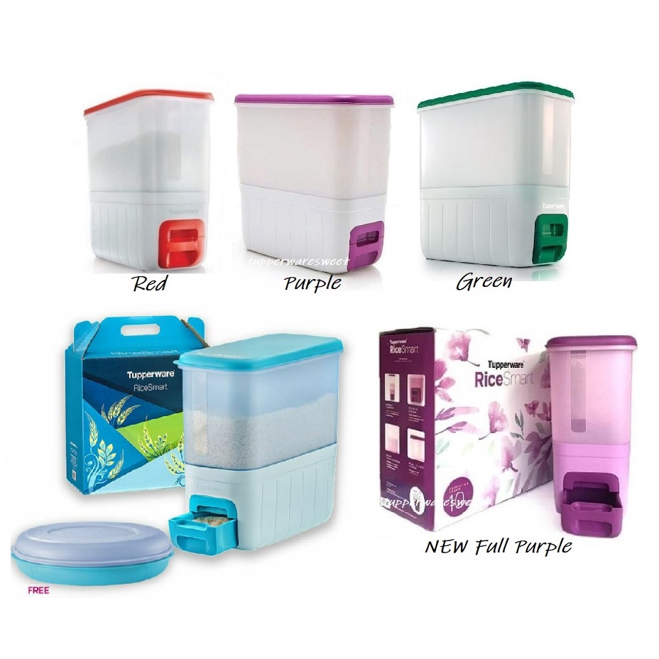 READY STOCK Tupperware Rice Smart 10kg RiceSmart Red or Purple or Green Rice Smart Dispenser