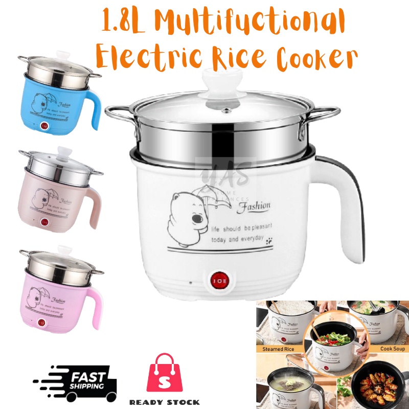 YAS 1.8L Multifunctional Electric Hot Pot/ Mini Rice Cooker / Steamer / Frying Pan