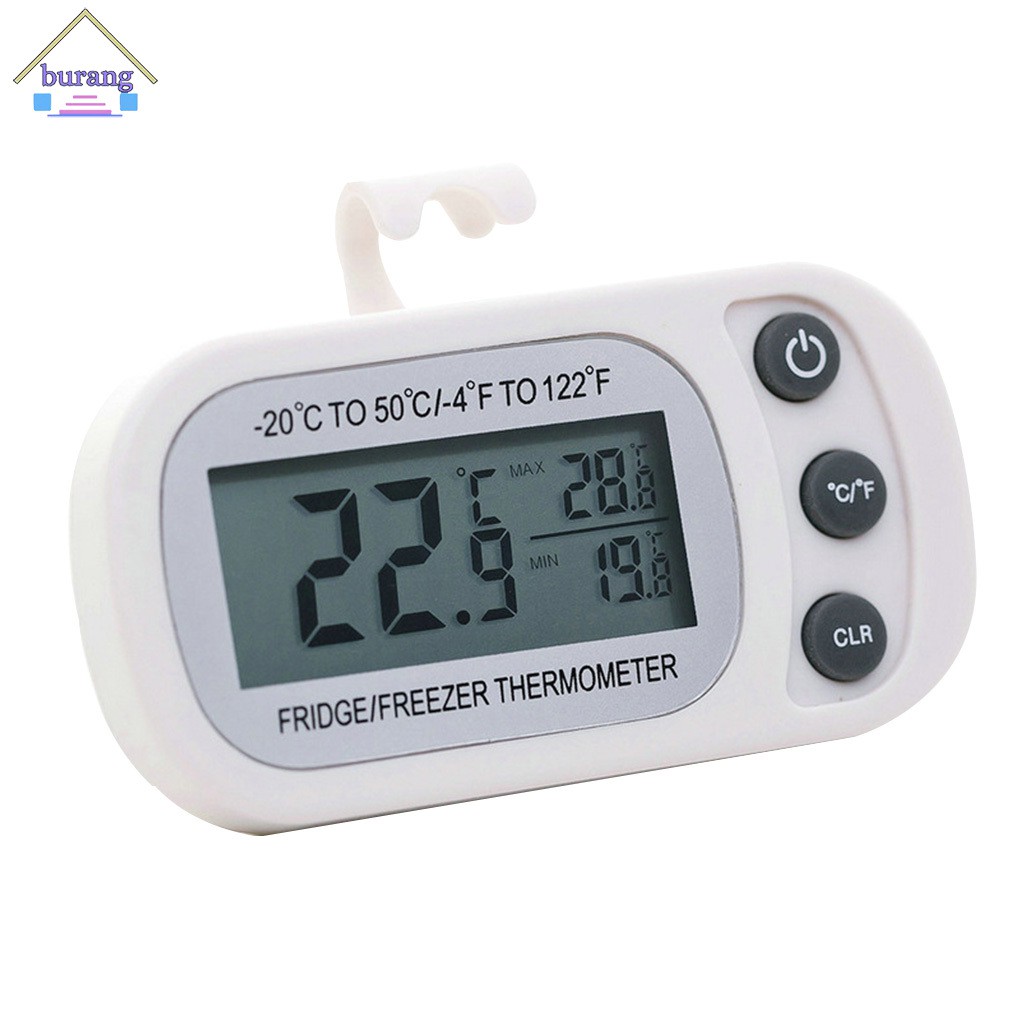 for Kitchen Baby Room 2 Pack Mini Freezer Fridge Magnetic Thermometer Indoor Hygrometer with Hook LCD Display Max/Min Record Function Greenhouse Ideashop Digital Refrigerator Thermometer 