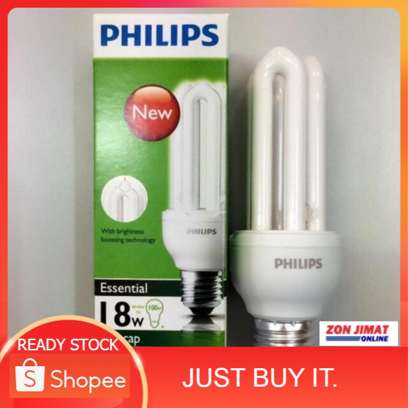 PHILIPS 18W BULB ENERGY SAVING ESSENTIAL 3U PLCE TUBE E27 DAY Light