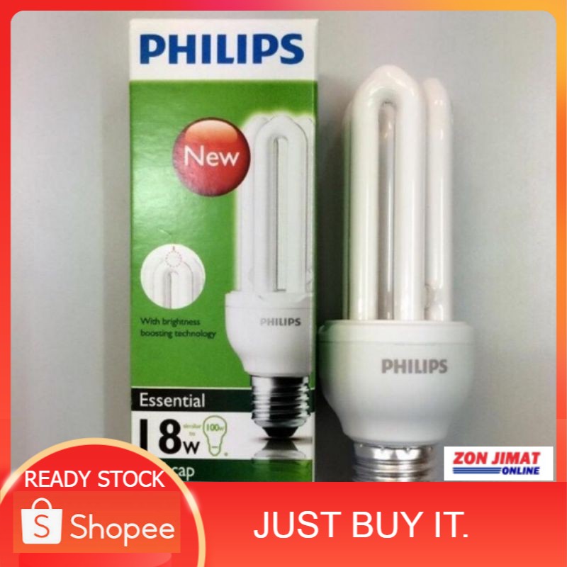 Philips 18w Bulb Energy Saving Essential 3u Plce Tube E27 Day Light （white）original Philips 2503