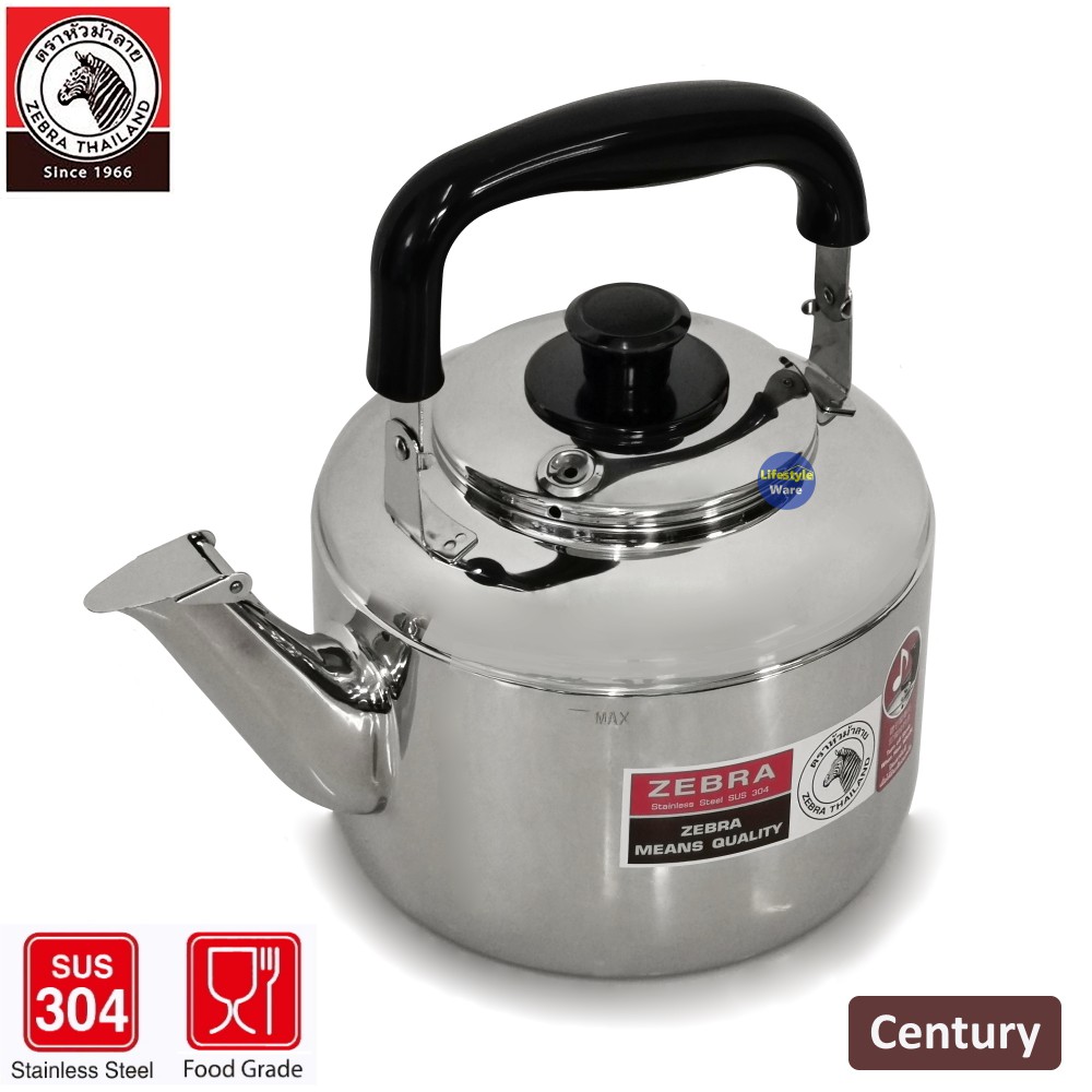 ZEBRA SUS304 STAINLESS STEEL WHISTLING KETTLE CENTURY 4.5 LITRE 5.5