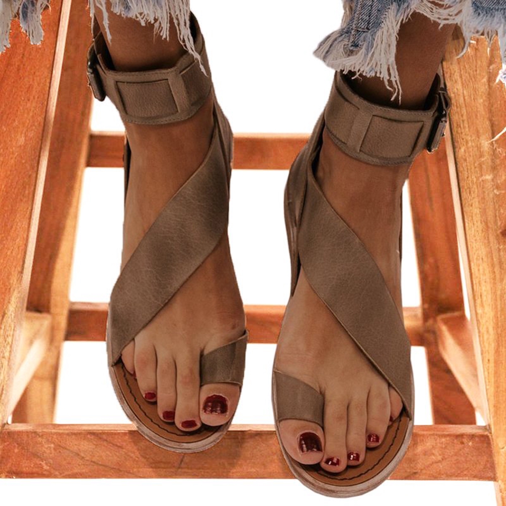 frayya leather ankle wrap strappy toe loop sandals