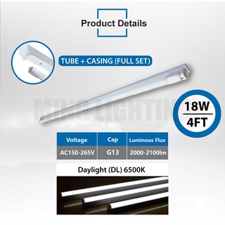 LED Fluorescent T8 2FT 4Ft Set Light Lampu Kalimantang Panjang Casing ...