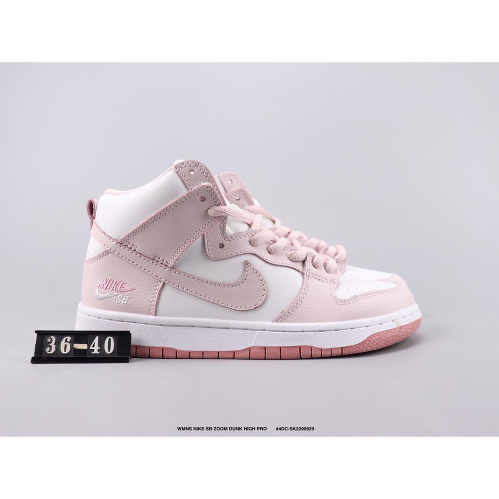 pink and white high top nikes