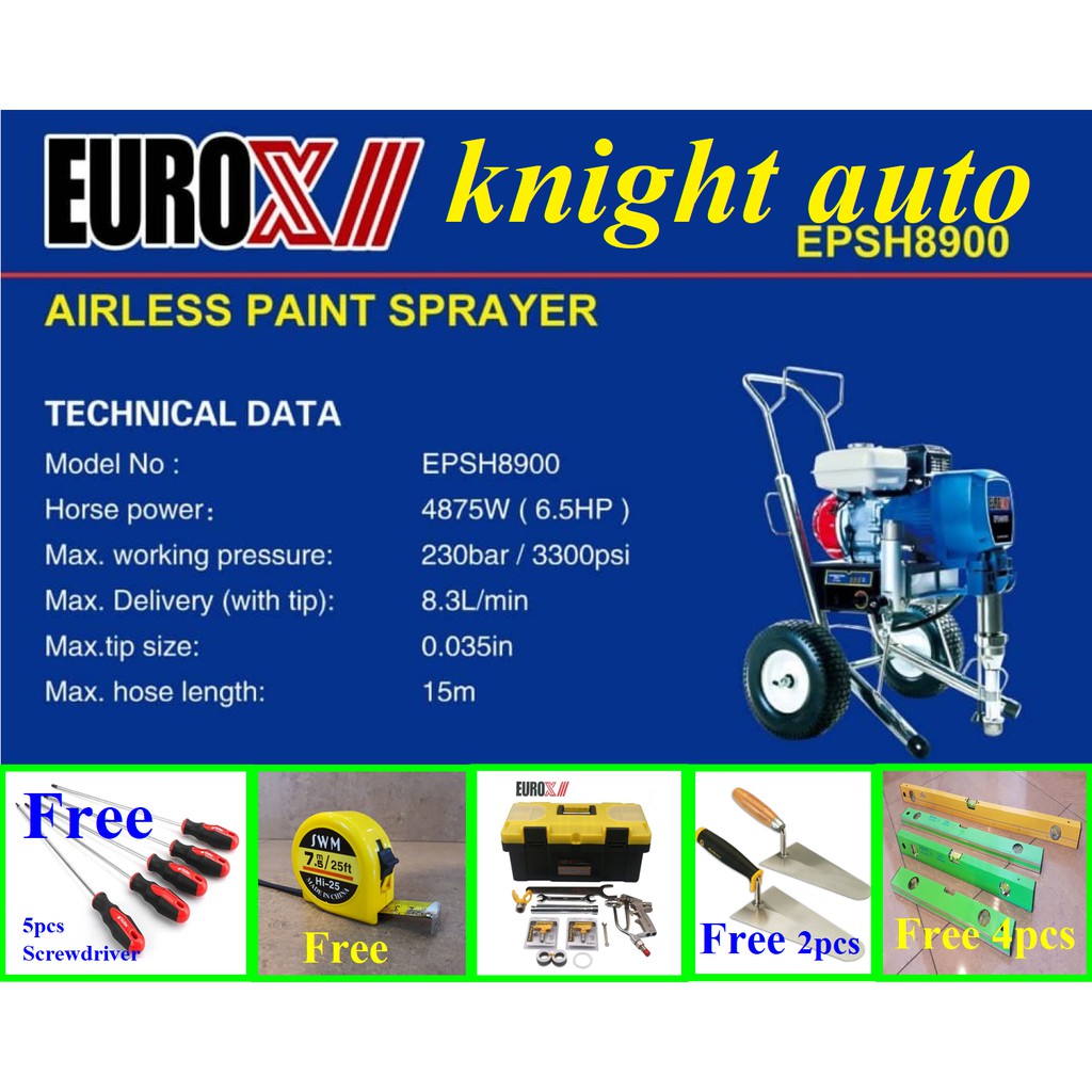 FreeGifts Eurox EPSH8900 Airless Paint Sprayer 4875w 230bar Shopee