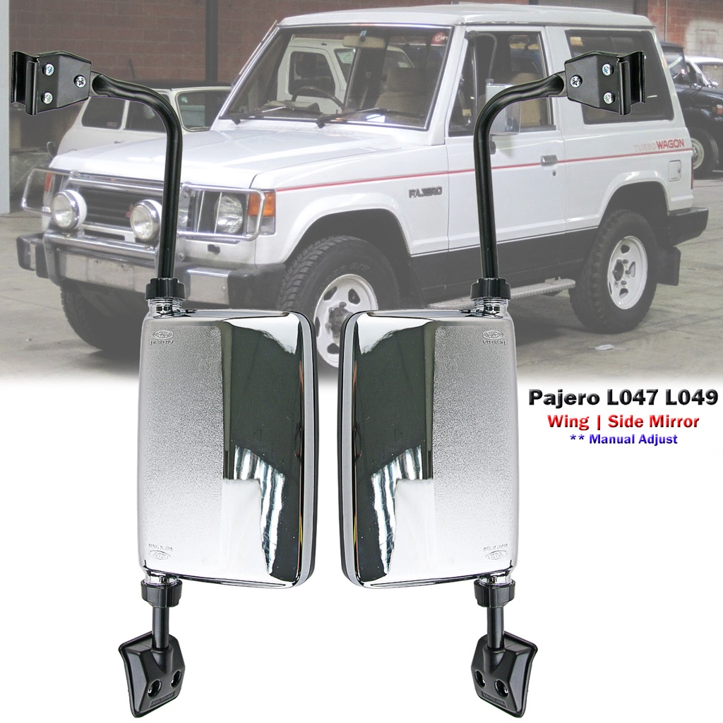Front Chrome Manual Door Side Mirror For Mitsubishi Pajero L047 L049 82