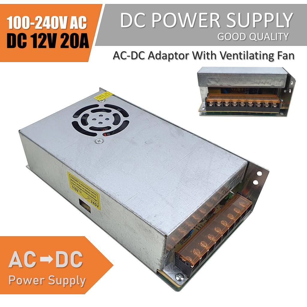 Dc Power Supply 110 2v Ac To 12v a Dc 250watt Dc Power Transformer With Ventilating Fan Shopee Malaysia