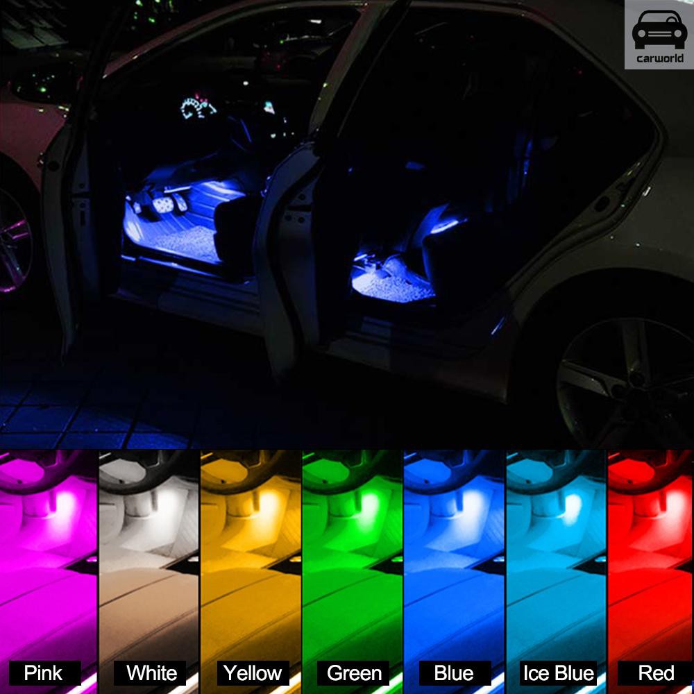 Car Led Strip Light Interior Car Lights 4pcs 48led App Controller Lighting Kits Multi Color Music Under Dash Car Lightin