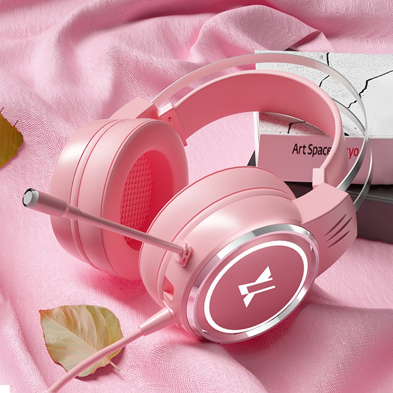 Cute Gaming Headsets Pink Headphones with Mic and Noise cancellation ...