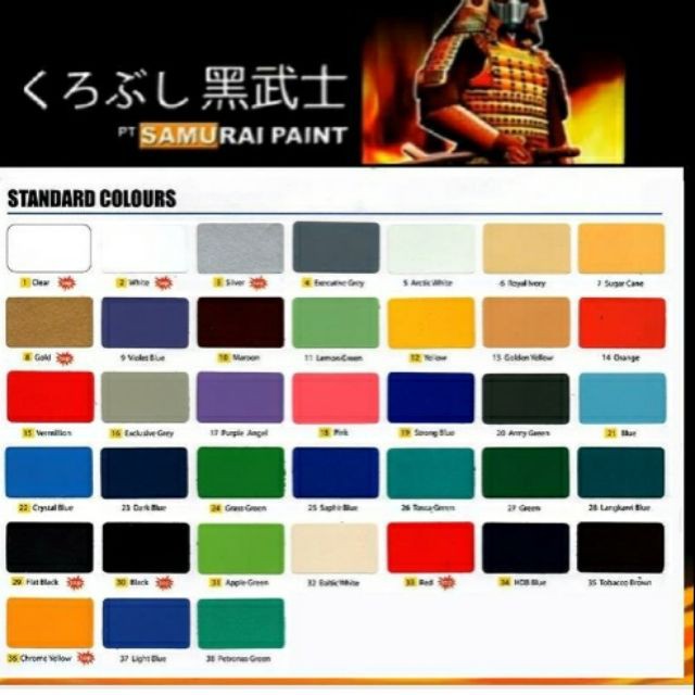 Samurai Spray Paint Standard Color NORMAL CODE Shopee Malaysia