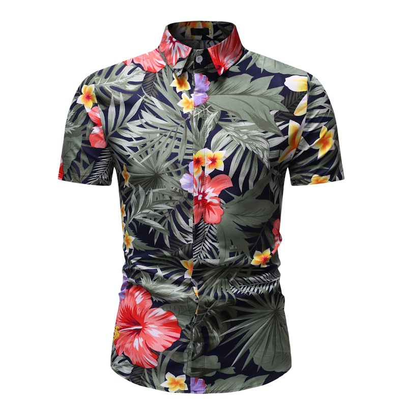 Men's Floral Summer Batik Short Sleeve Printed Fashion Shirt Baju Bunga ...