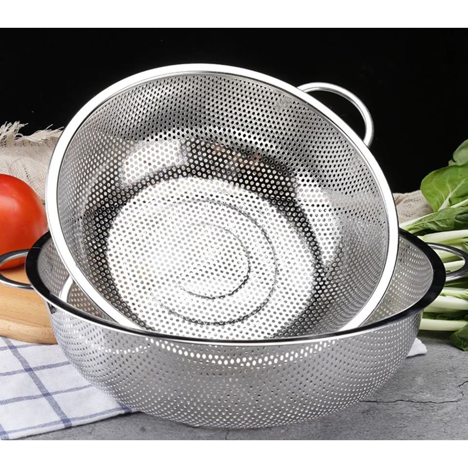 Aluminium Food Strainer washing Bowl 25.5cm Vegetable Fruit Rice Washer ...