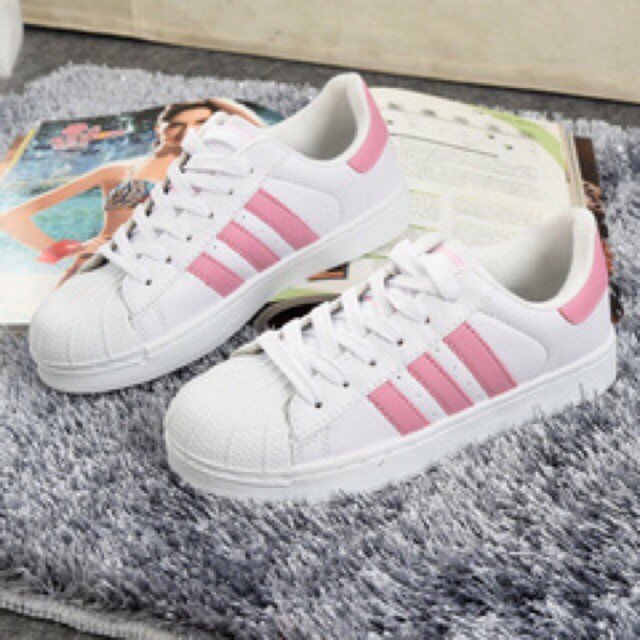 adidas superstar pink stripes