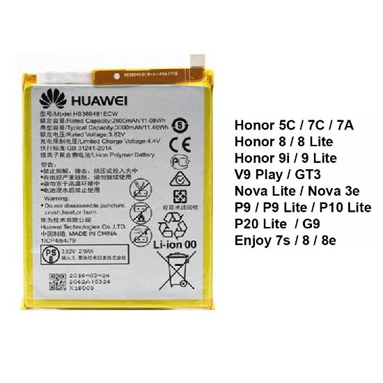 Huawei P9 P10 Lite P Lite G9 Enjoy 7s Enjoy 8 8e Honor V9 Play Gt3 3000mah Battery Hbecw Shopee Malaysia