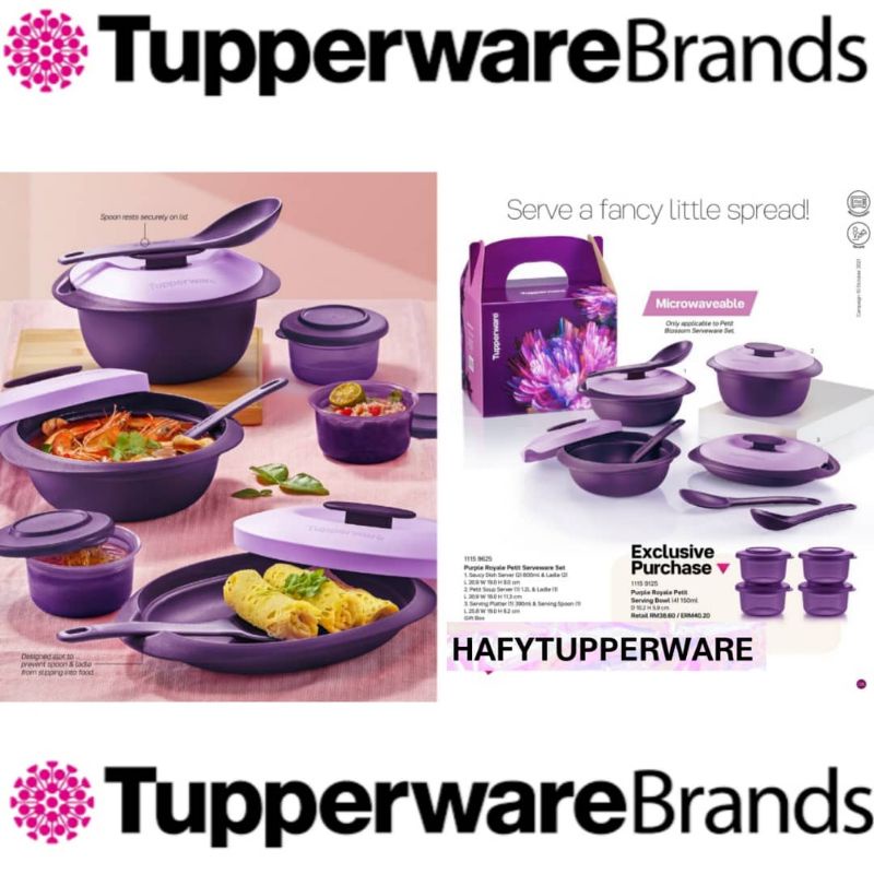 NEW Tupperware Insulated Serving Bowls Collection Set - Purple & White