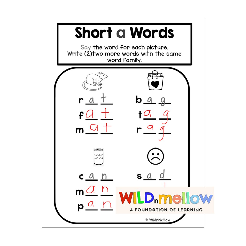 printable pdf short a words worksheets for young children age of below 6 shopee malaysia