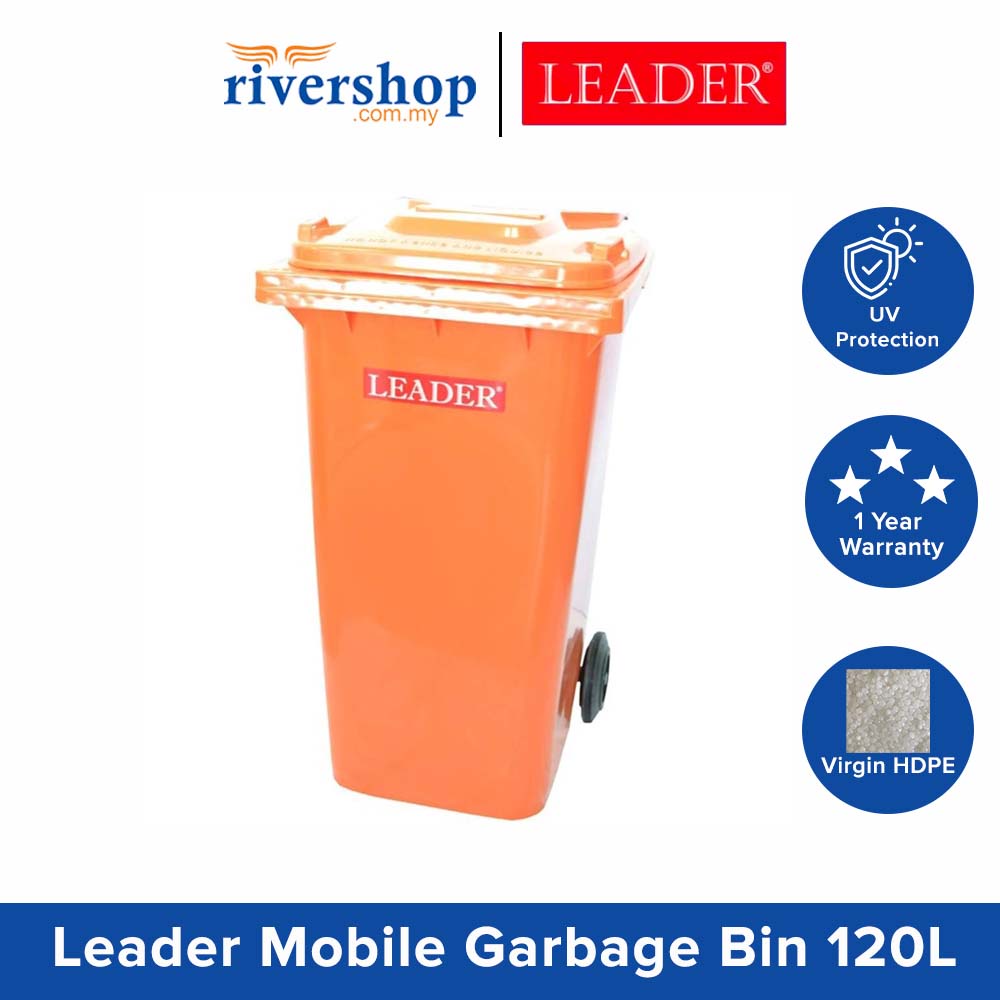LEADER 120L Mobile Garbage Bin/ Plastic Dustbin/ Rubbish Bin Trash Can 120L / Tong Sampah Beroda