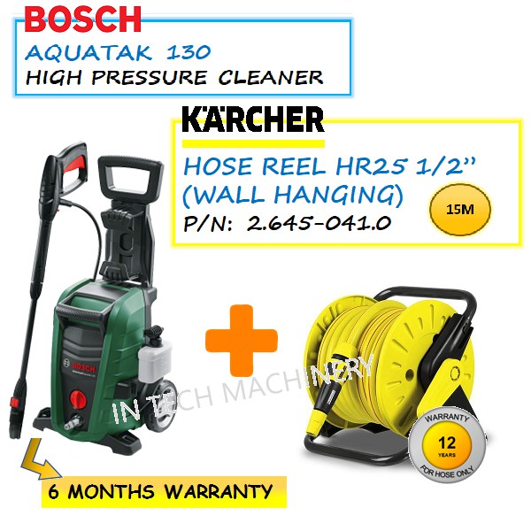 Bosch Aquatak 130 High Pressure Cleaner C W Karcher Hr25 Hose Reel