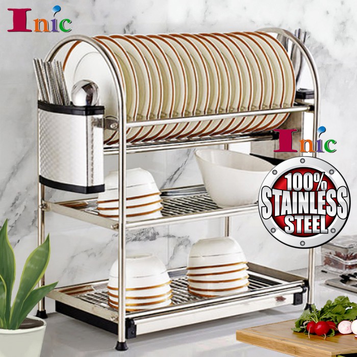 Rak Pinggan Stainless Steel 3 Tier Dish Rack Pinggan with Rak Pinggan Stainless Steel 3 Tier Dish Rack Pinggan with