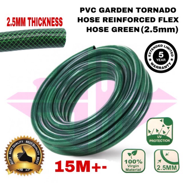 PVC GARDEN TORNADO HOSE REINFORCED FLEX HOSE GREEN 2.5mm PAIP AIR PVC ...