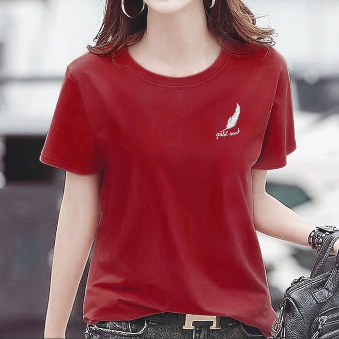 Pendek lengan pendek t-shirt wanita versi longgar pendek T perempuan