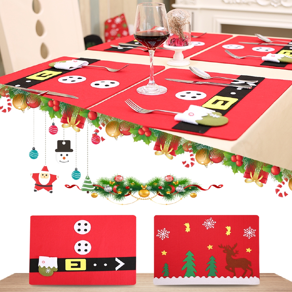 Red Christmas Decorations Placemats Table Runners Mats Xmas