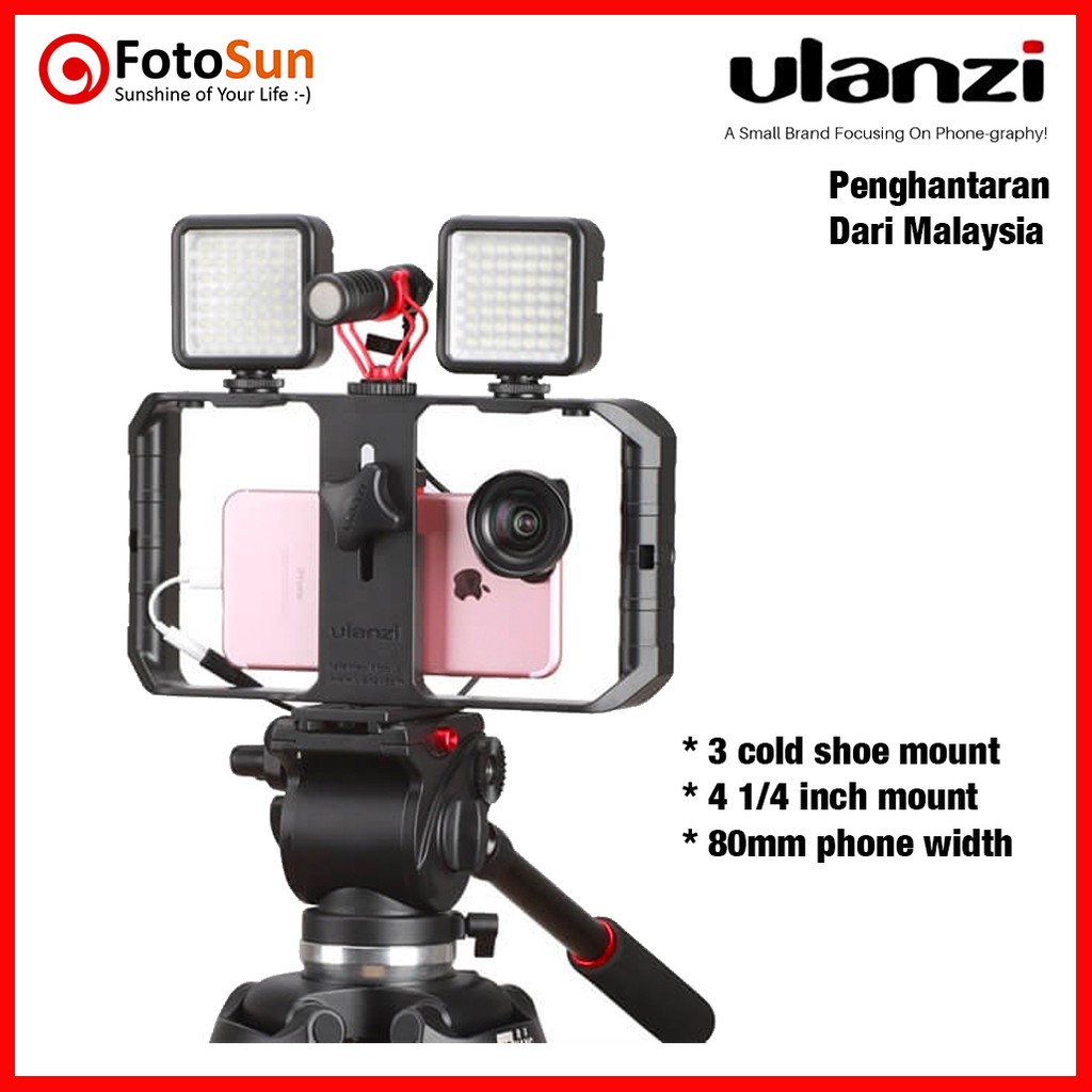 Ulanzi Metal Video Cage for iPhone 11 Pro Protective Vlog Frame with Lens Adapter & Cold Shoe Mounts Cage + 1.33X Lens 1/4-20 for Microphones & Video Lights 