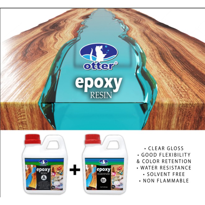 EPOXY RESIn A+B SET (1.6kg)• CLEAR GLOSS • GOOD FLEXIBILITY & COLOR RETENTION • WATER RESISTANCE