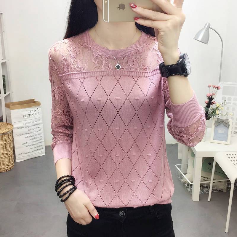 Korean Style Lace Blouse  Pullover knitted t shirt Baju  