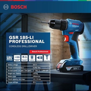 Bosch GSR 185 LI Cordless Drill Driver 18V GSR185-LI Brushless Motor ...