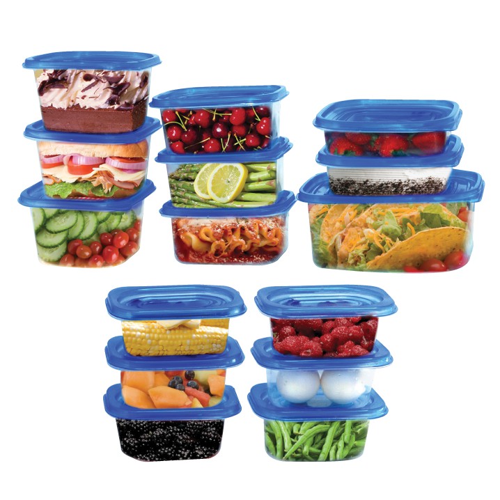 Bekas Penyimpanan Bahan Dalam Peti Ais BPA Free Plastic Food Storage Container with Lid (30 Pcs/15 Container)