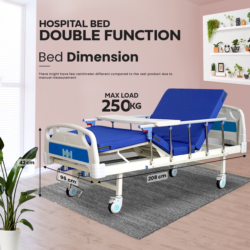 READY STOCK FINSSO: Hospital Bed 2 Function Manual (M15) + Mattress [FREE INSTALLATION]