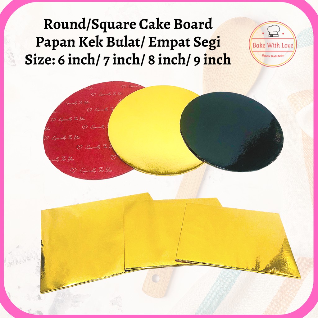 6/7/8/9 inch Round Cake Boards / Cake Hard Paper Boards / Papan Kek ...