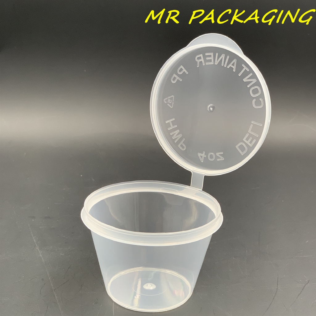 4oz Round Disposable Plastic Food Container Hinged Lid [ 50pcs± ] 4 oz