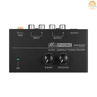 M-M Ultra-compact Phono Preamp Preamplifier with Level & Volume Controls RCA Input & Output 1/4