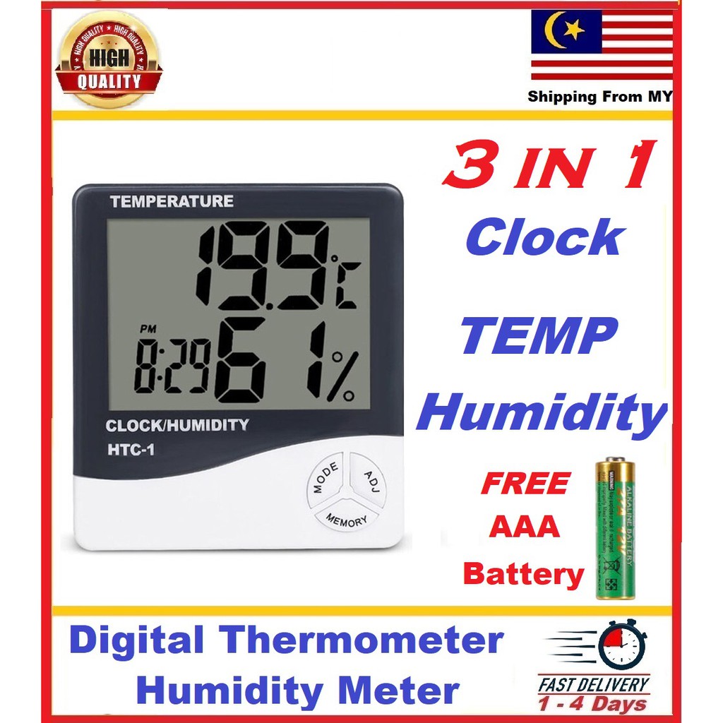 indoor Room LCD Electronic Temperature Humidity Meter Digital Thermometer Hygrometer Weather Station Alarm Clock HTC-1