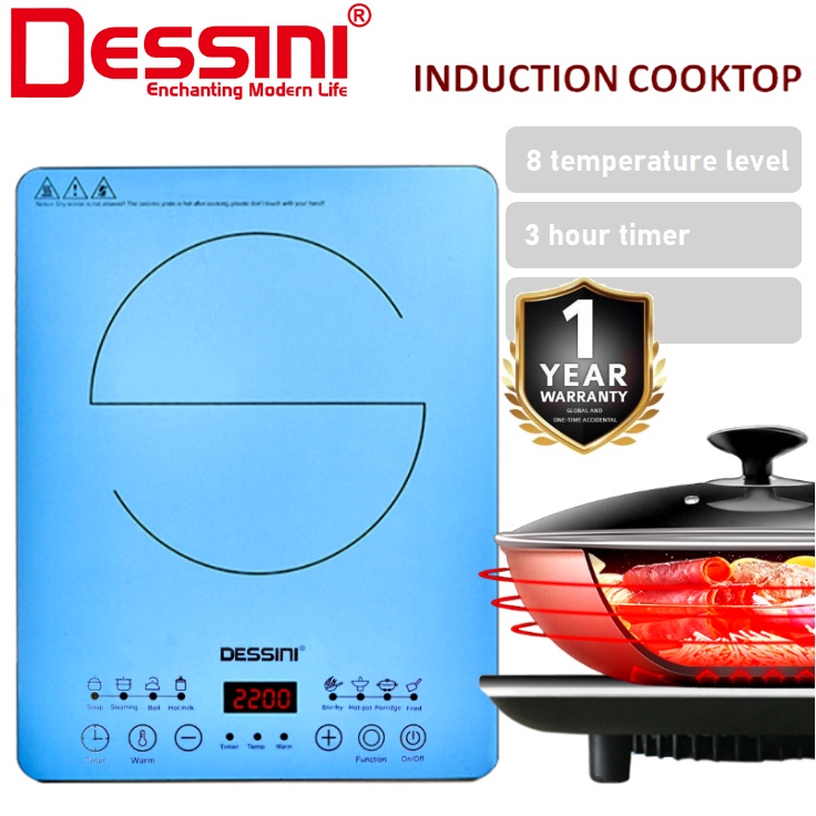 DESSINI ITALY Ceramic Electromagnetic Induction Hob Cooker Ultra Slim Soft Touch Control Panel Cooktop Tabletop Stove