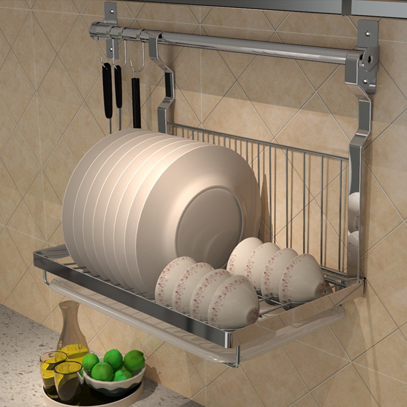 Foldable dish rack drain rack kitchen stainless steel wallmounted