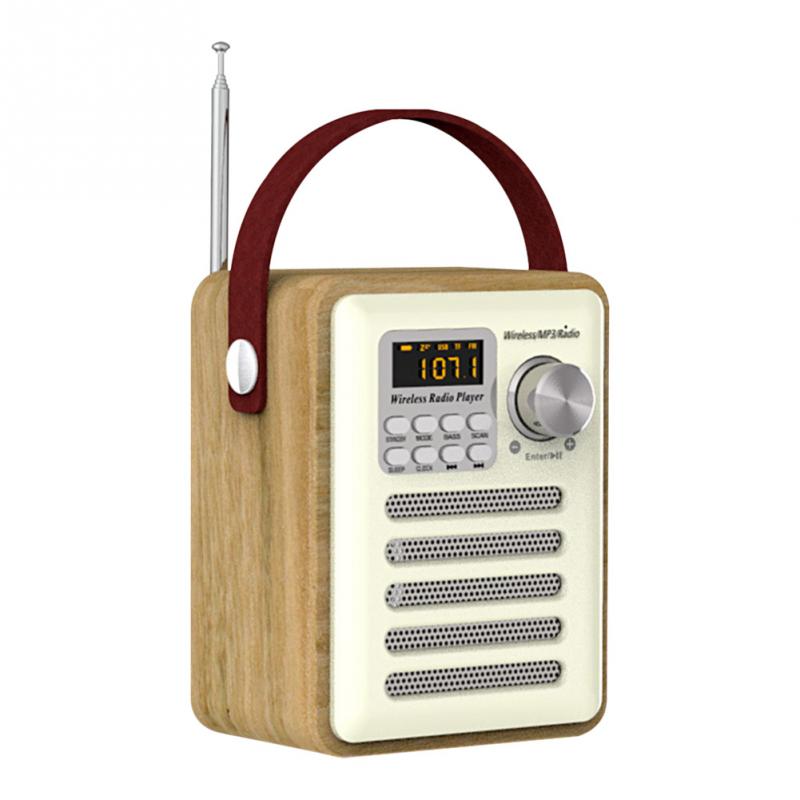 Support 15 Hours Playback Earphone Jack LCD Clock Radio Digital Shortwave radios with Sleep Timer FM AM Radio Wood USB/Battery Powered Portable AM FM Radios 2200mAh Rechargeable Radio 