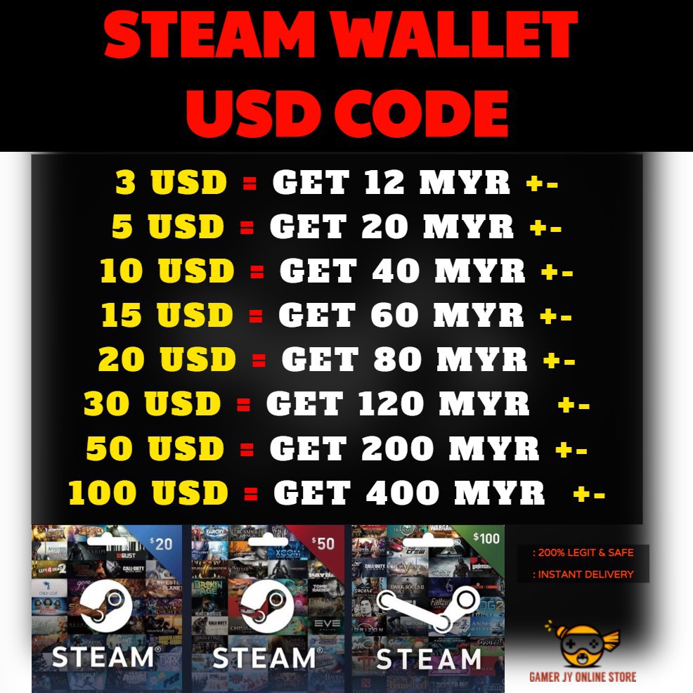 Ready Stock Instant Delivery Cheapest Usd Steam Wallet Steam Wallet Reload Usd Code Usd Steam Wallet