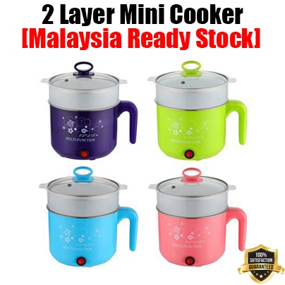 2 Layer Mini Cooker1.8L Multi Cooker Mini Cooker Lopol Electric Stainless Steel Multi Cooker Mini Rice Cooker Steamer