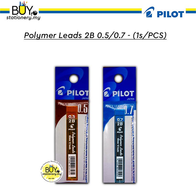 Pilot 0.5 0.7 Polymer Lead 2B Mechanical Pencil Lead -(PCS) 0.5mm 0.7mm Pilot Mechanical Pencil Pensel Tekan Stationary
