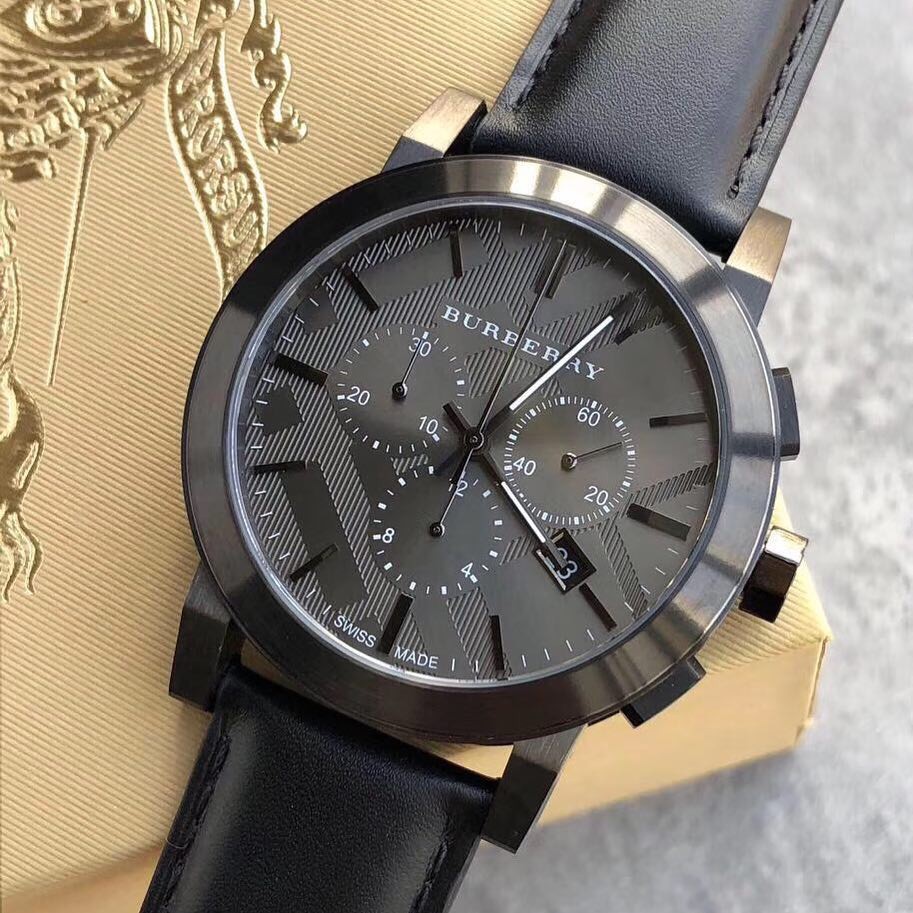 Burberry Men's The City Dark Grey Dial Chronograph Leather Watch BU9364 |  Shopee Malaysia